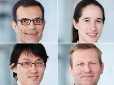 Vier ETH-Professoren, die entweder permanent oder häufig am neuen Nanotechnologie Zentrum in Rüschlikon arbeiten werden: Dimos Poulikakos (o.l) Vanessa Wood (o.r.), Hyung Gyu Park (u.l.) und Andreas Stemmer.  (Bilder: ETH Zürich)