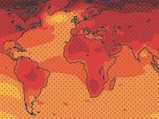 So sagt der IPCC die Temperaturänderung bis im Jahr 2100 in einem pessimistischen Szenario voraus (globale Erwärmung um knapp fünf Grad). (Illustration: IPCC Assessment Report 5, 2013)