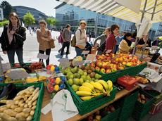 Der Markt auf dem Hönggerberg ist ein Beispiel für eine von ETH-Angehörigen stammende Idee, die die ETH Zürich auf ihrem Campus umgesetzt hat. (Bild: Heidi Hostettler)
